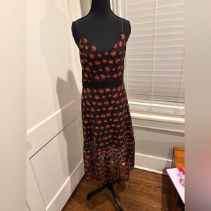 BB Dakota Black Dress with Red Floral Design